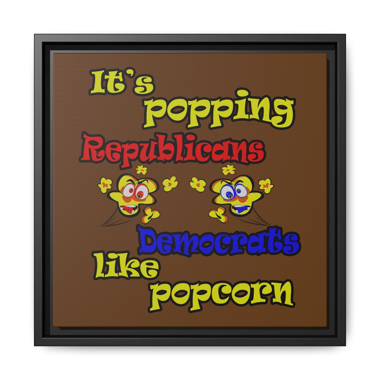 popping like popcorn - framed canvas art (brown)
