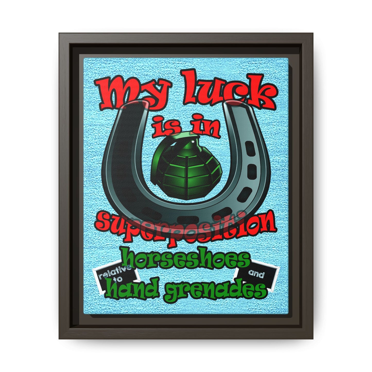my luck - framed canvas art (faded blue)