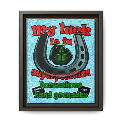 my luck - framed canvas art (faded blue)