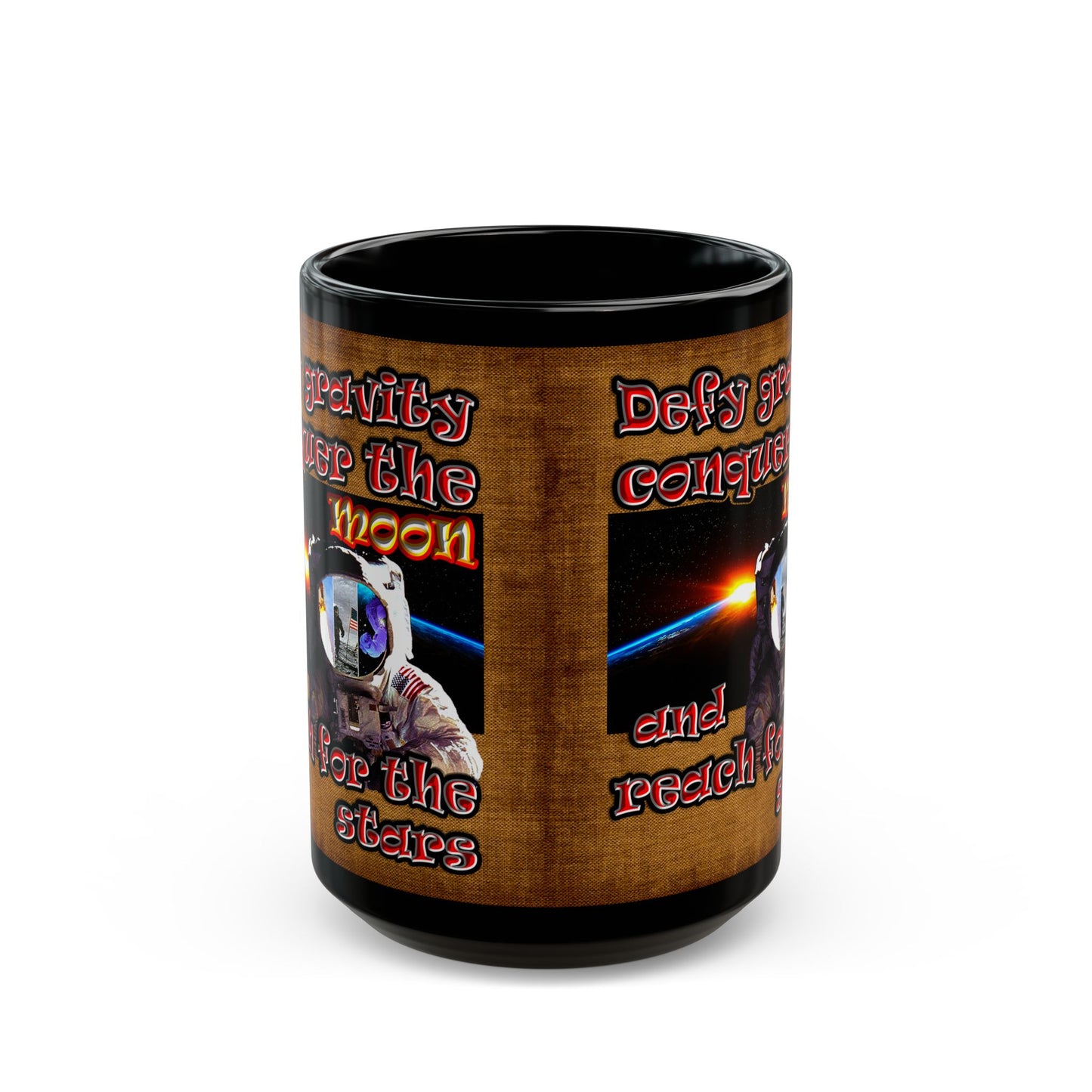 defy conquer reach - Black Mug (brown papyrus)