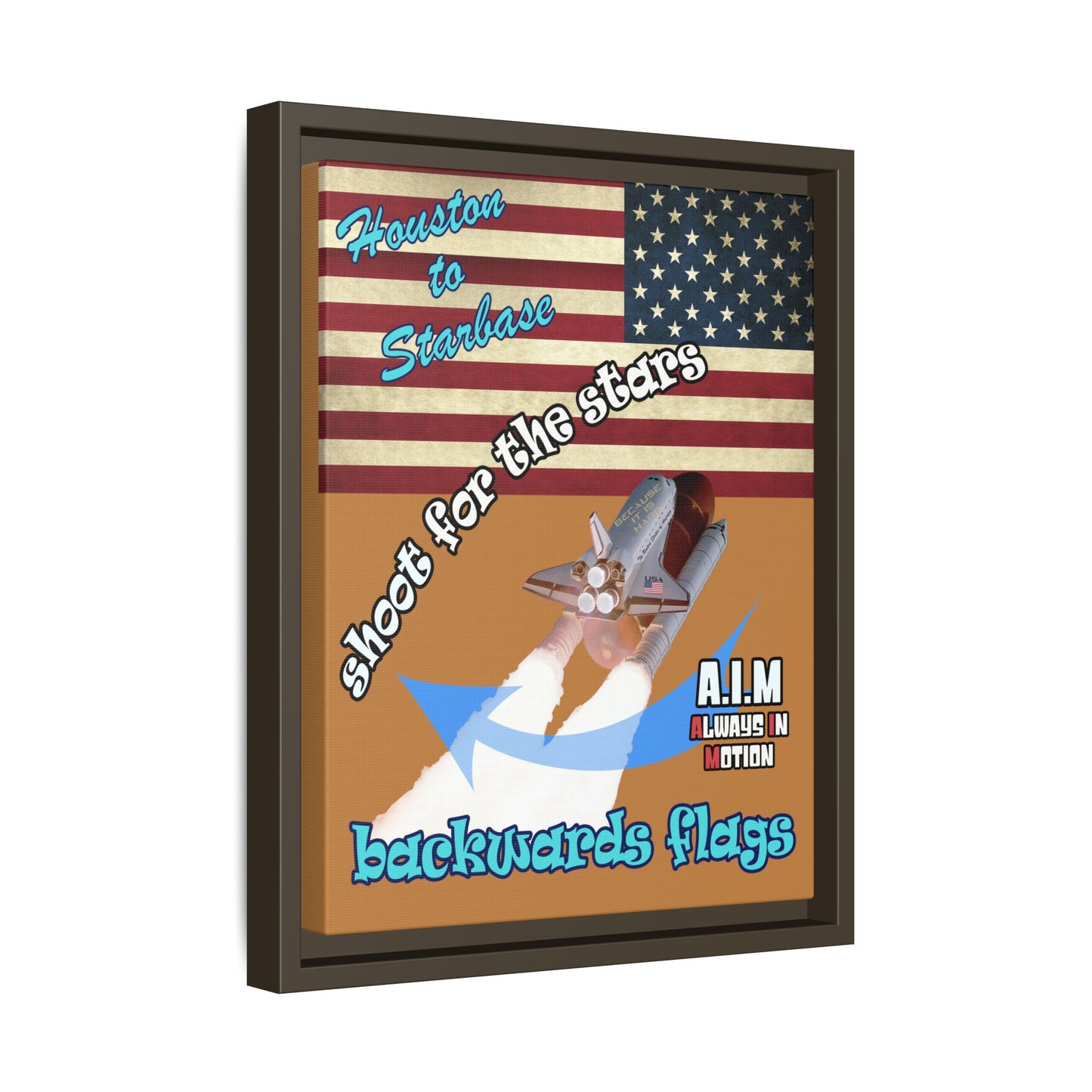 shoot for the stars - framed canvas art (light brown)