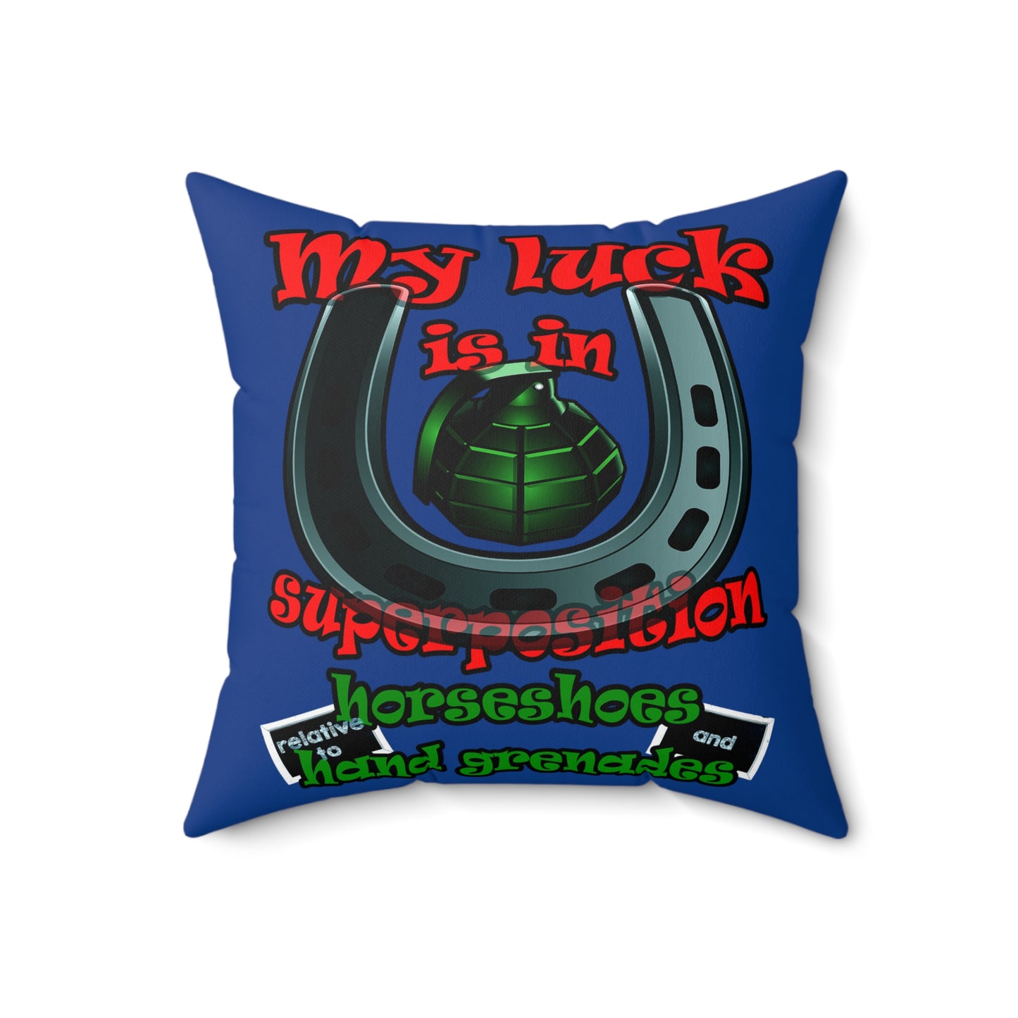my luck - Spun Polyester Square Pillow - (dark blue)
