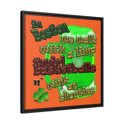 celtics logo - framed canvas art (orange)