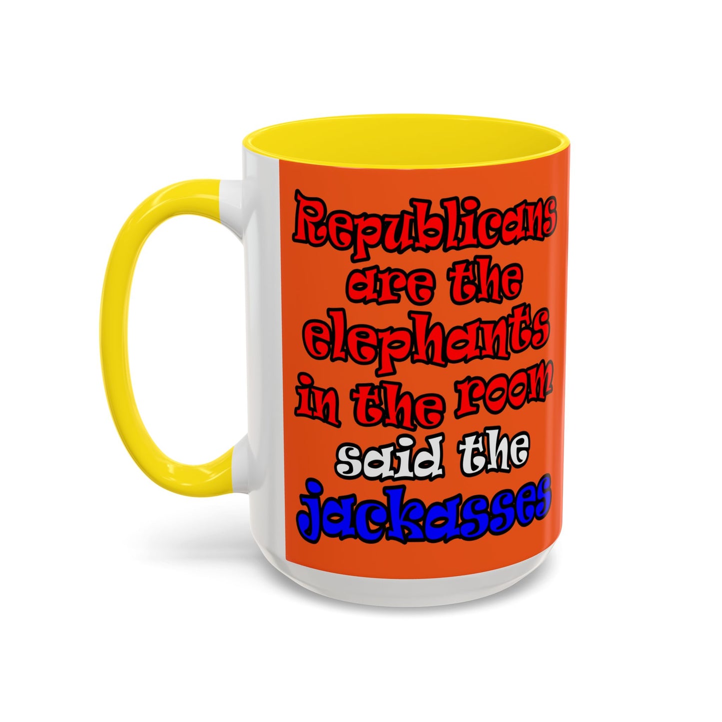 donkeys and elephants - Accent Mug (orange)