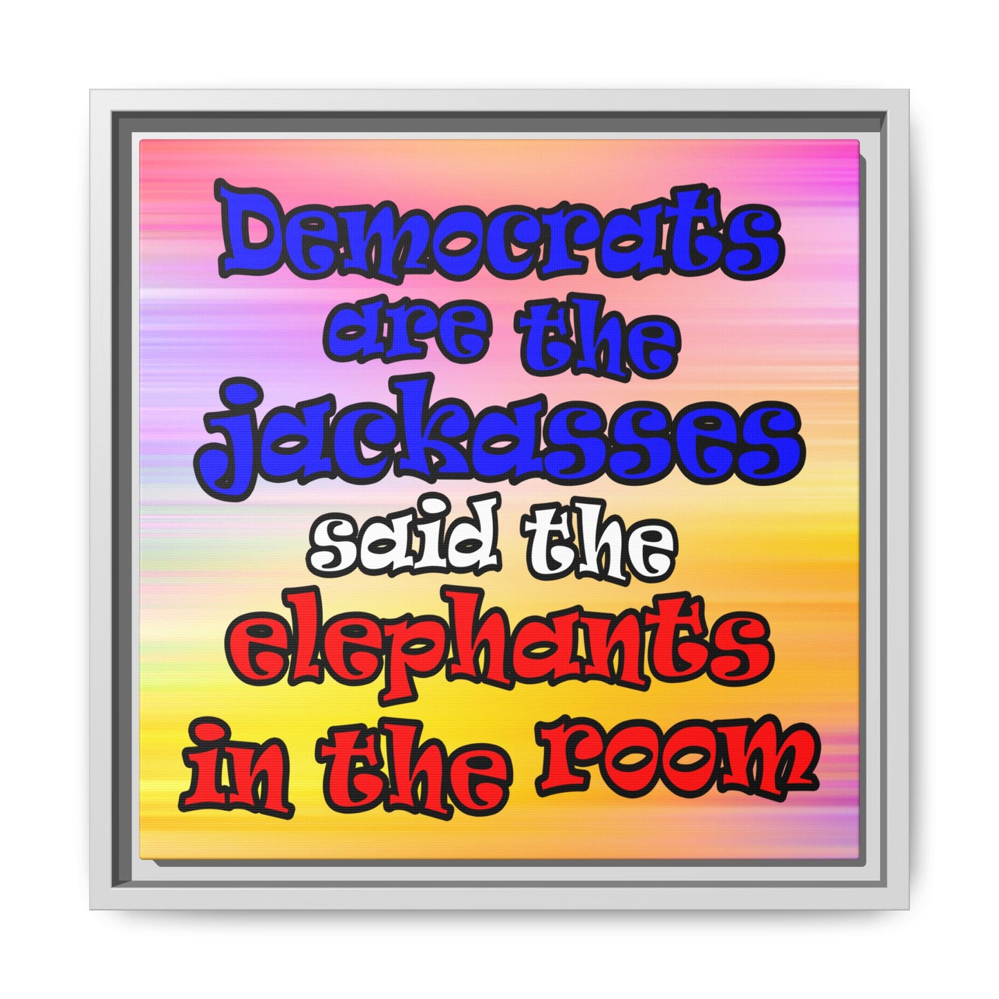 donkeys and elephants - framed canvas art (color blur)