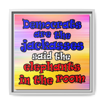 donkeys and elephants - framed canvas art (color blur)