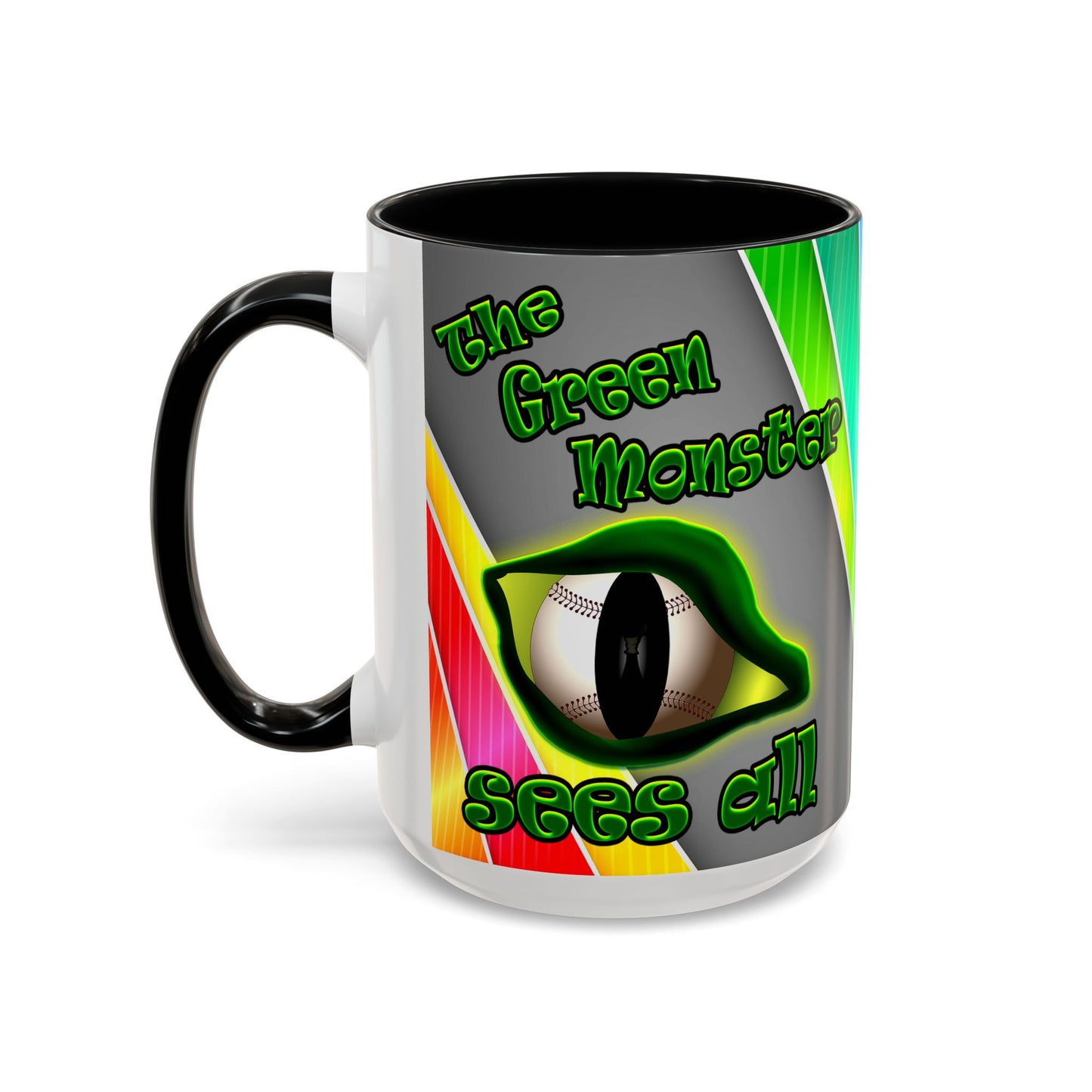 green monster - Accent Mug (rainbow split)