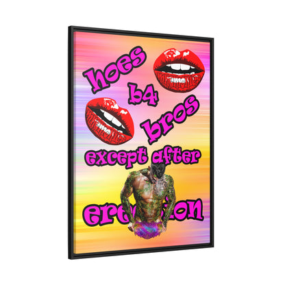 hoes b4 bros - framed canvas art (color blur)