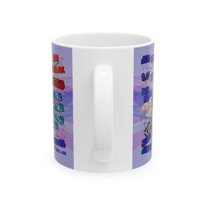 drop the beat - White Mug (light blue-pink wave)
