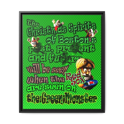 christmas spirits of boston - framed canvas art (logo green)