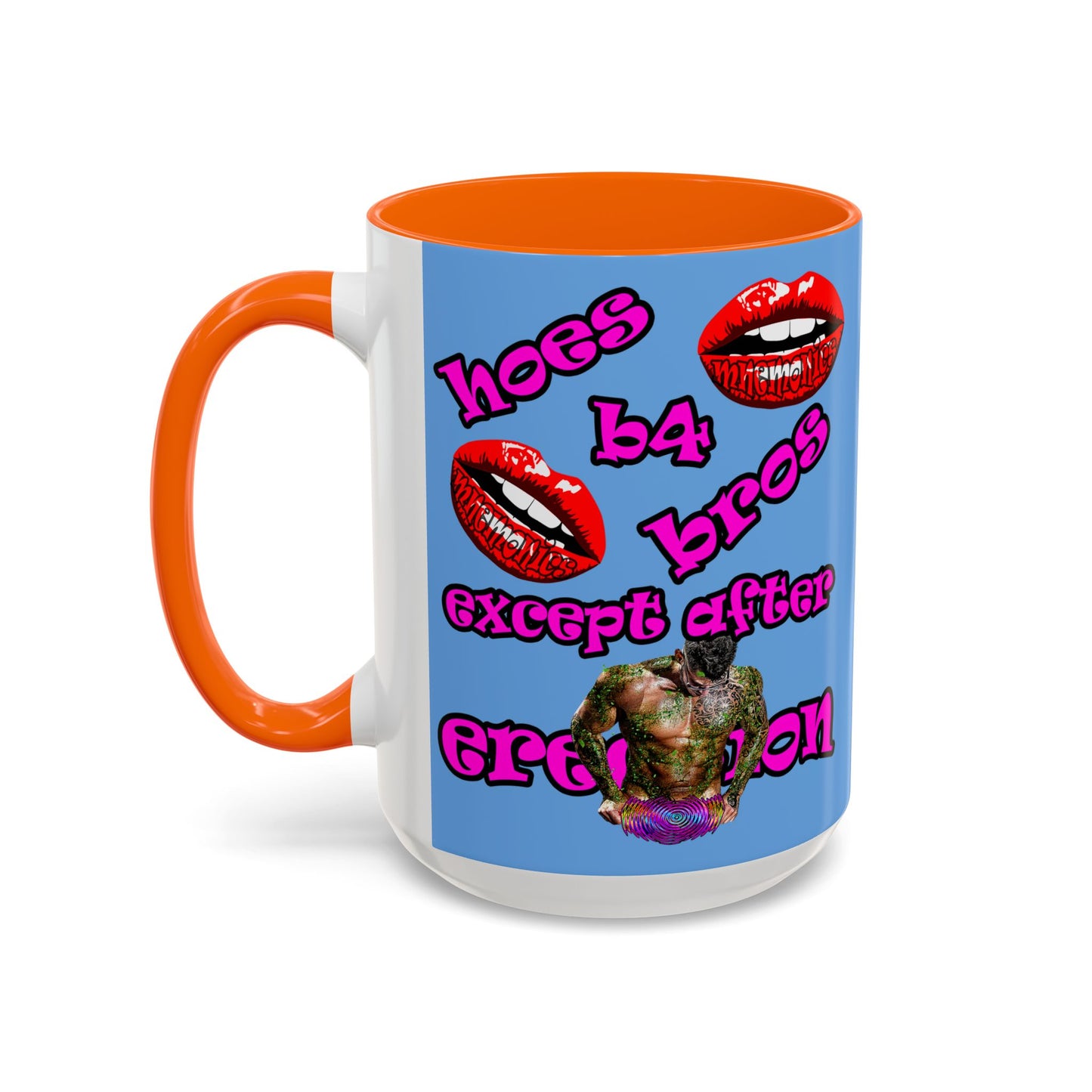 hoes b4 bros - Accent Mug (light blue)