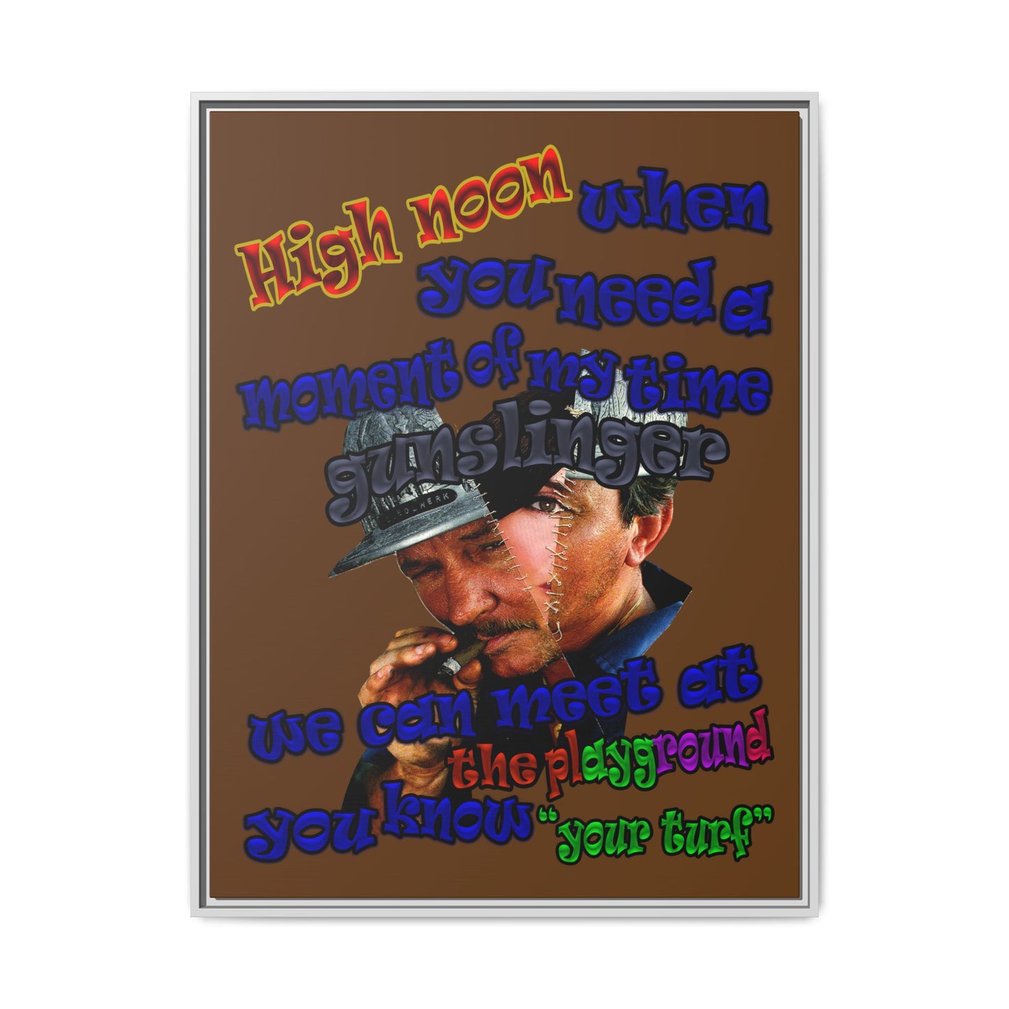high noon - framed canvas art (brown)