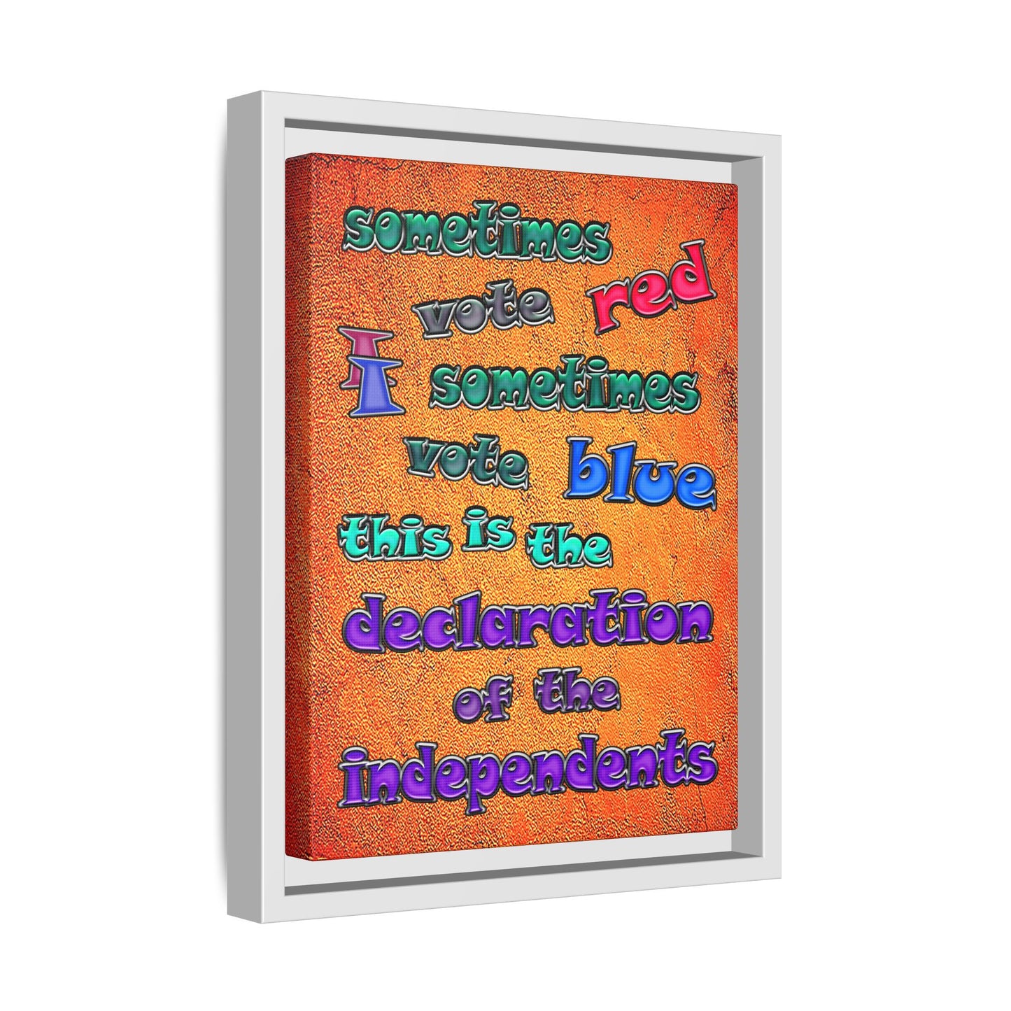declaration of the independents - framed canvas art (burnt orange)