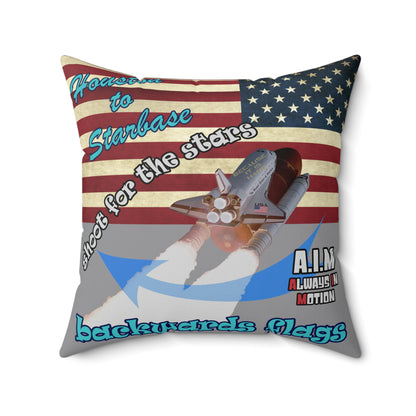 shoot for the stars - Spun Polyester Square Pillow - (grey)