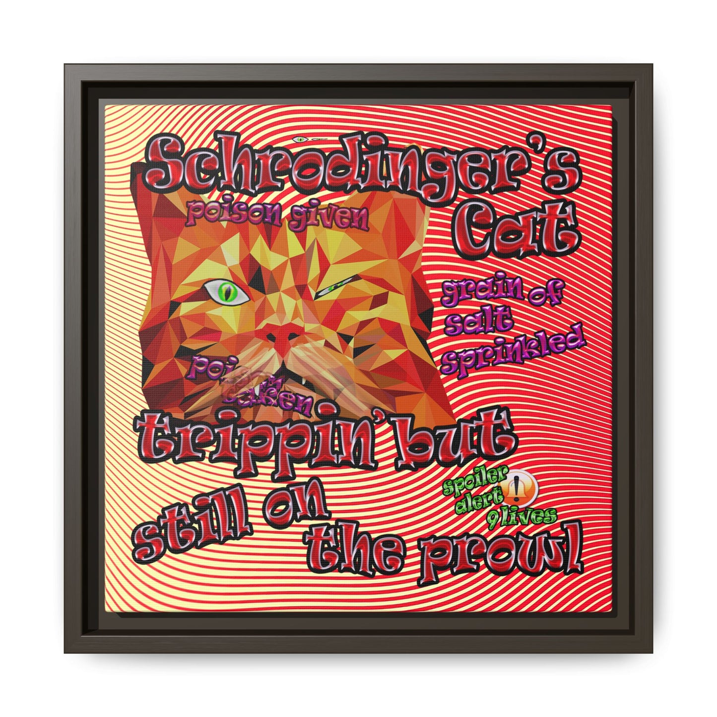 schrodinger's cat - framed canvas art (yellow-orange wave)