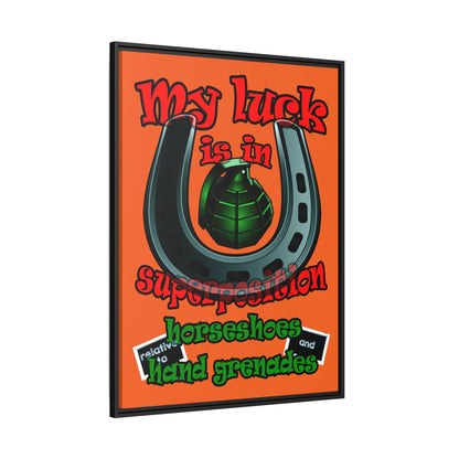 my luck - framed canvas art (orange)