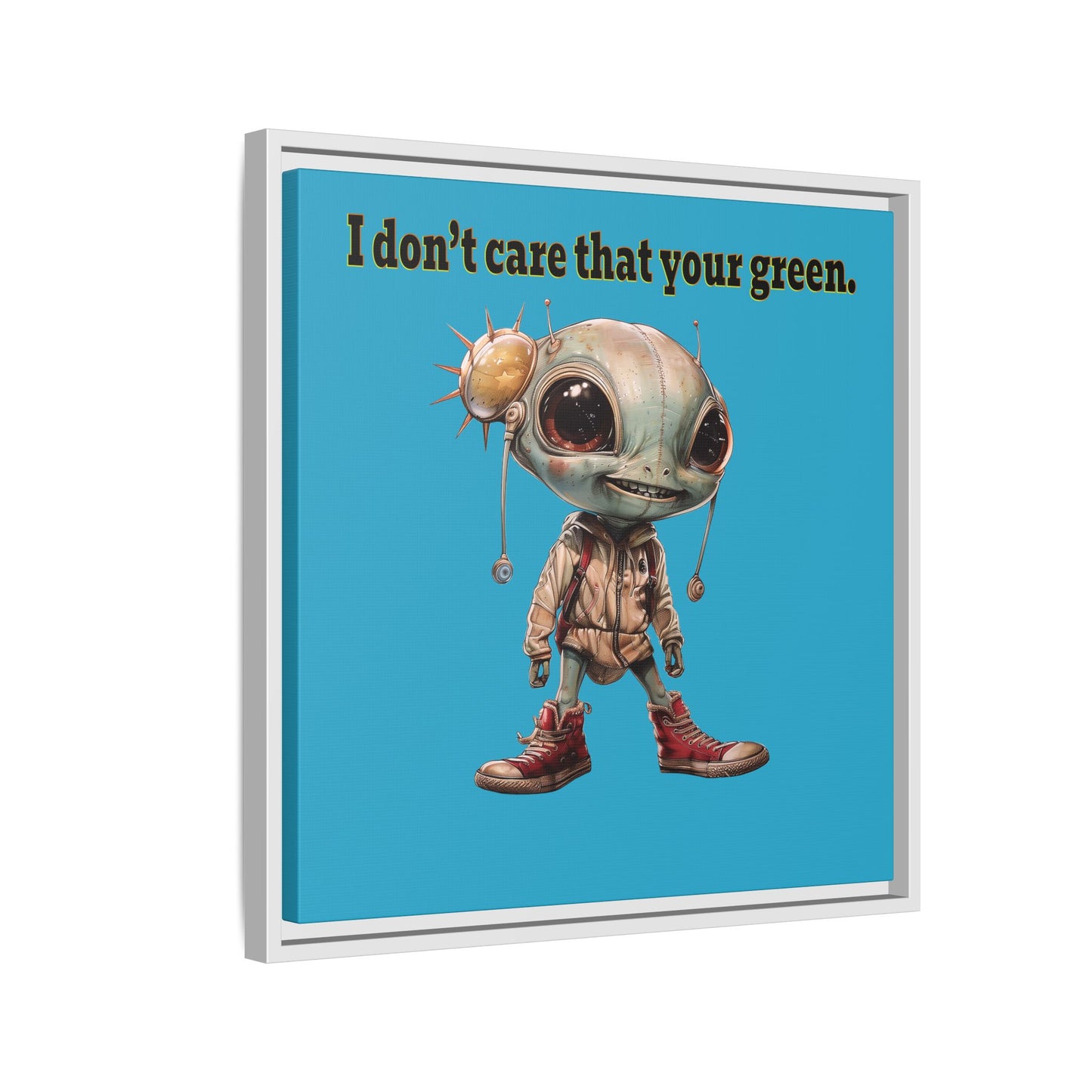 I don't care that your green - framed canvas art (turquoise)