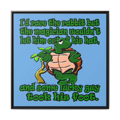 turtle race - framed canvas art (light blue)