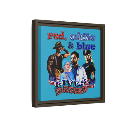rw&b lives matter - framed canvas art (turquoise)
