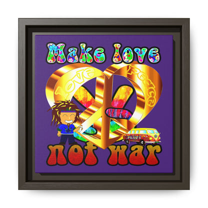 love peace - framed canvas art (purple)