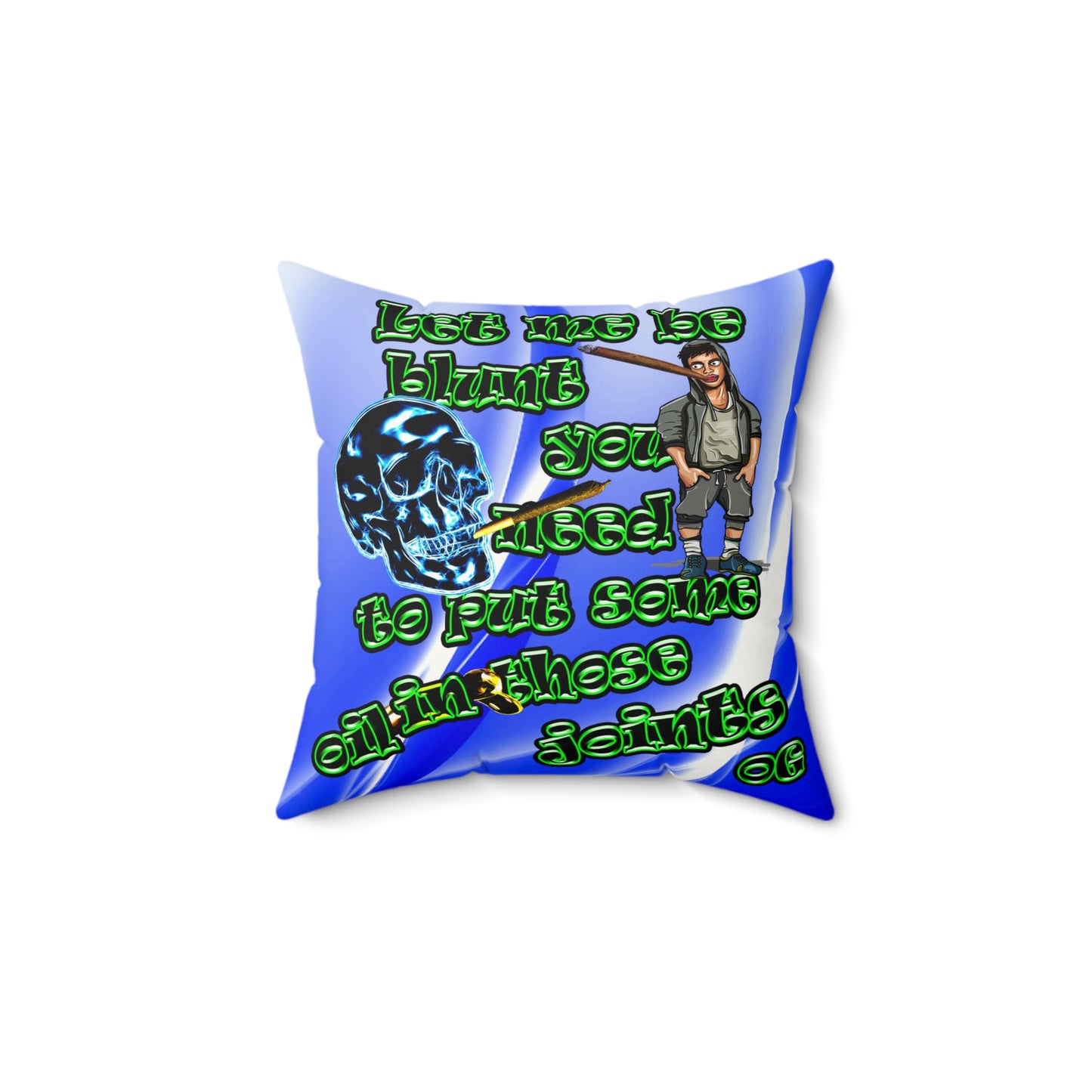 og - Faux Suede Square Pillow - (blue-white wave)