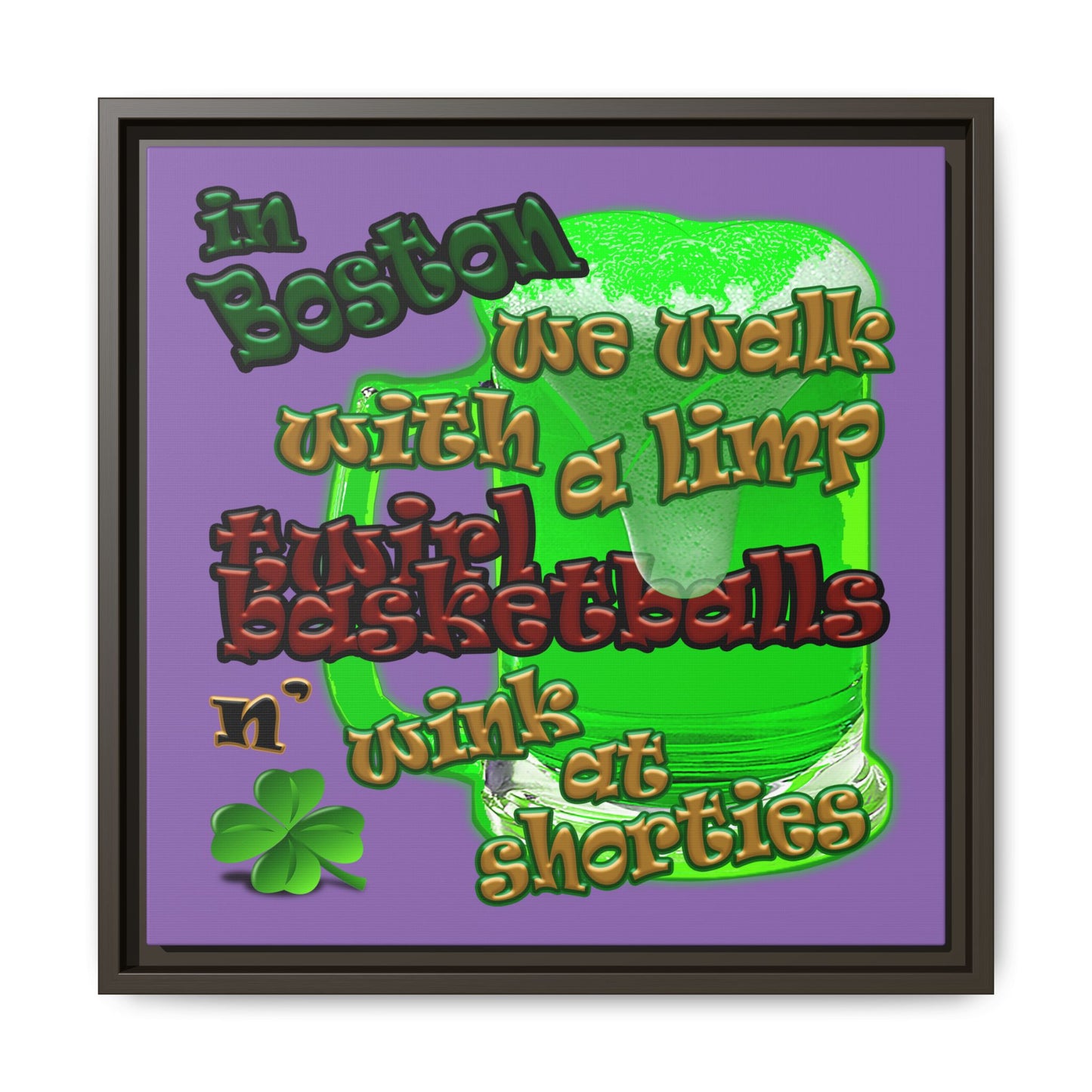 celtics logo - framed canvas art (light purple)