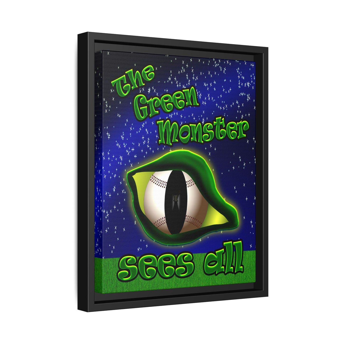 green monster - framed canvas art ('snoops' background)