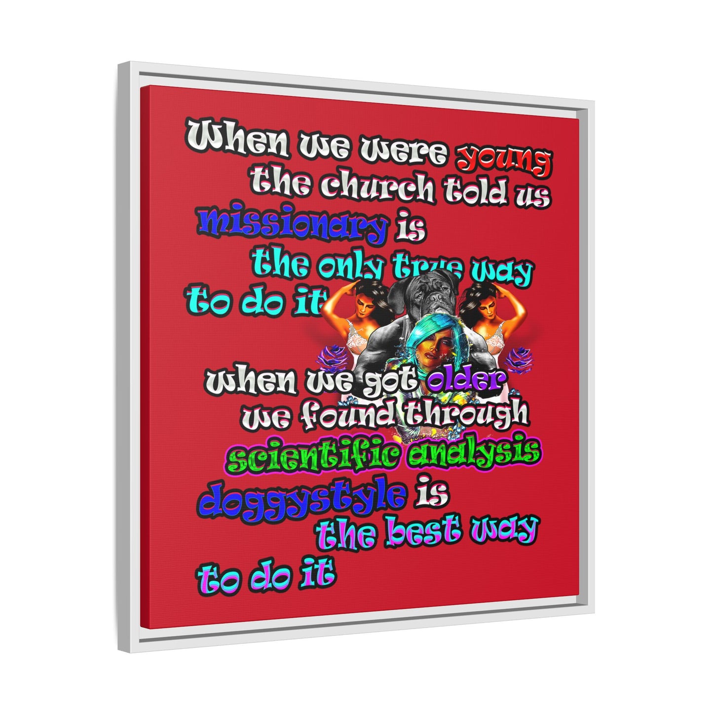 doggystyle - framed canvas art (dark red)