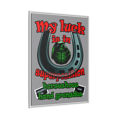 my luck - framed canvas art (grey)