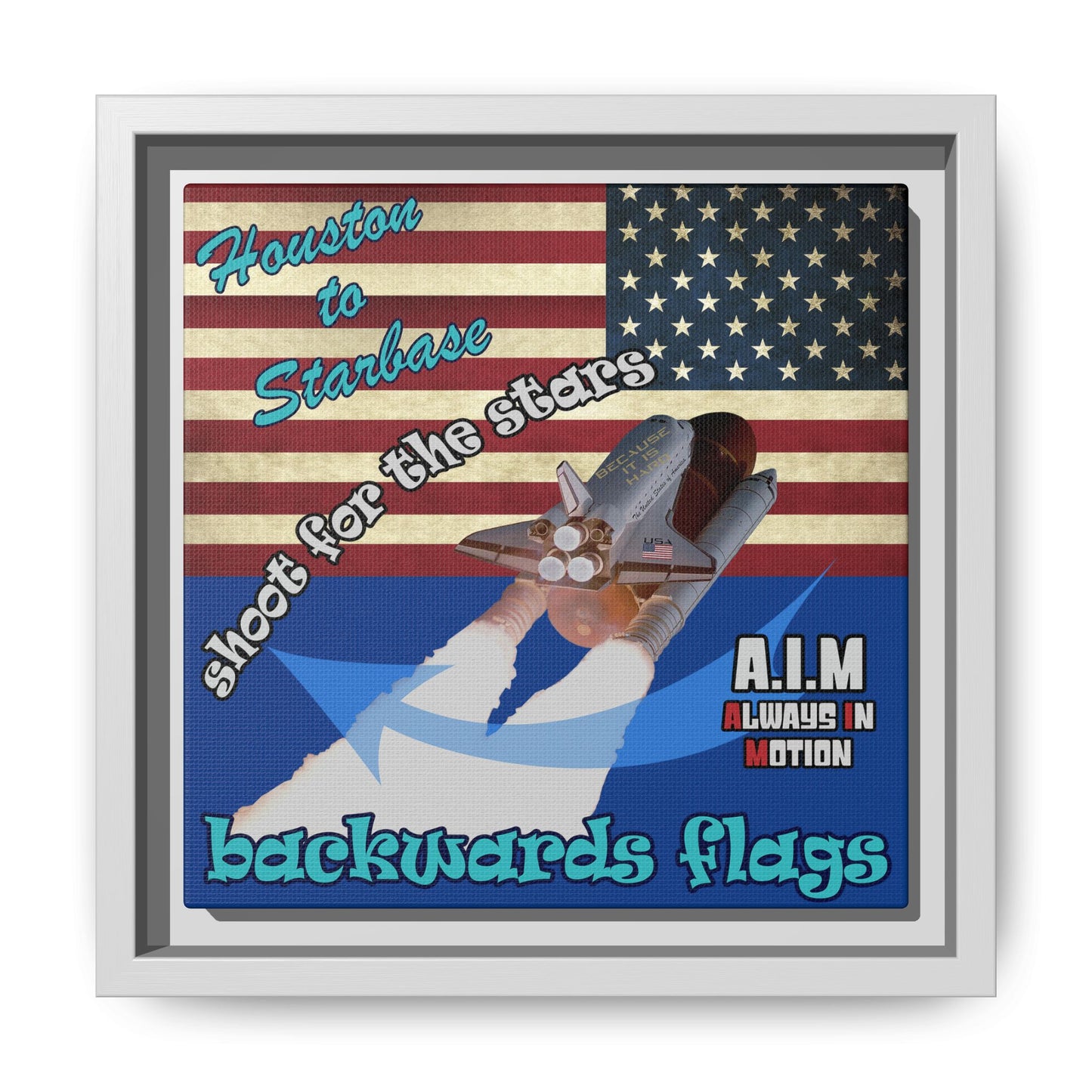 shoot for the stars - framed canvas art (dark blue)