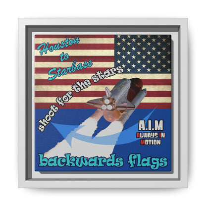 shoot for the stars - framed canvas art (dark blue)