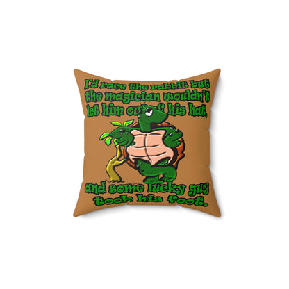 turtle race - Faux Suede Square Pillow - (light brown)