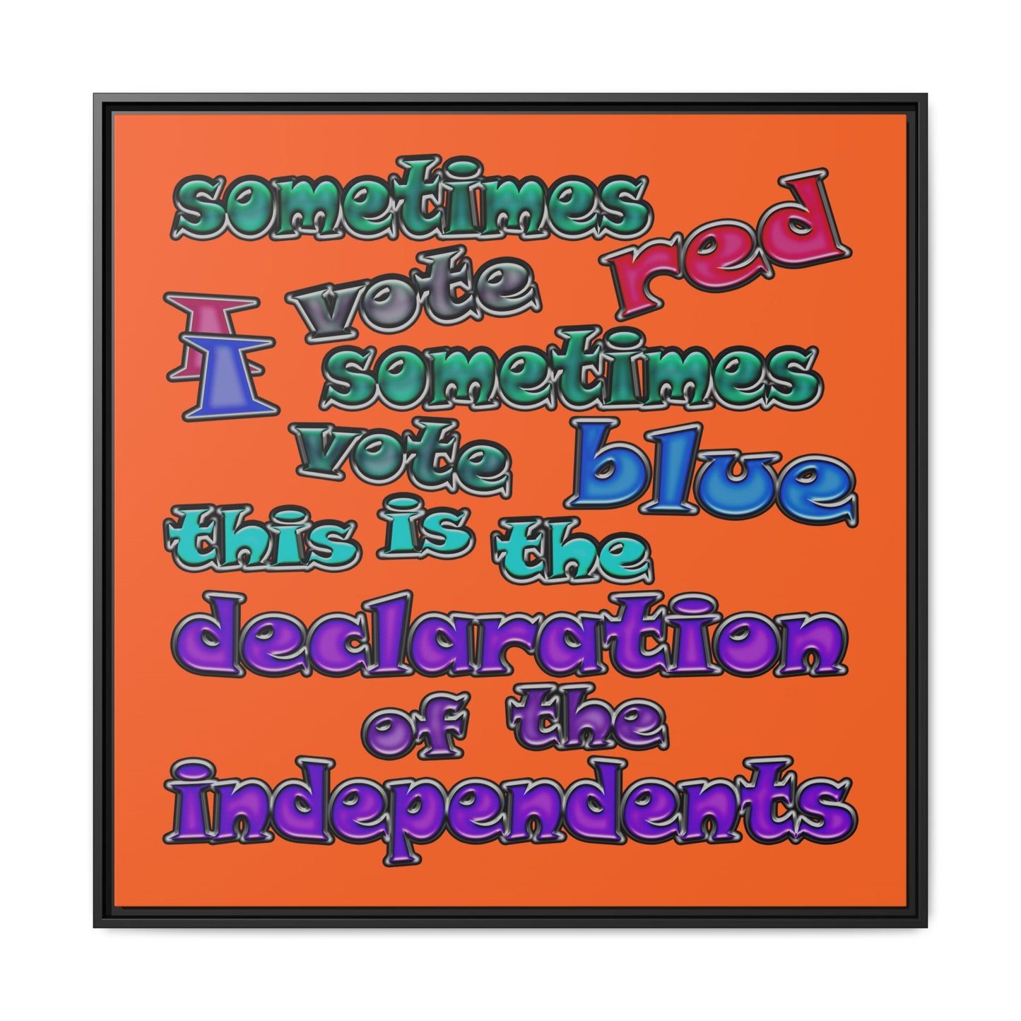 declaration of the independents - framed canvas art (orange)