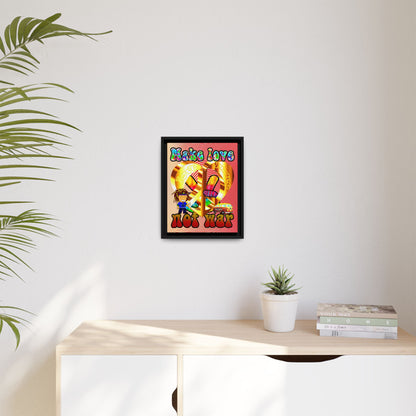 love peace - framed canvas art (yellow-orange wave)