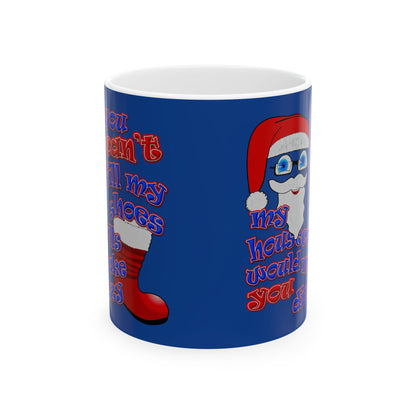 santa's shoes - White Mug (dark blue)
