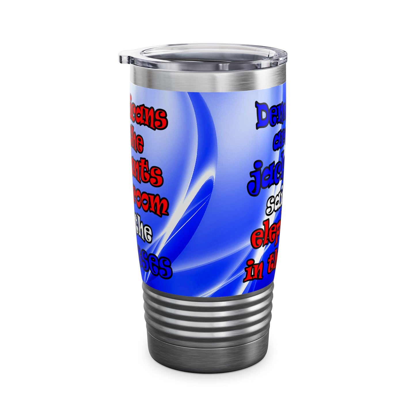 donkeys and elephants - Ringneck Tumbler, 20oz (blue-white wave)