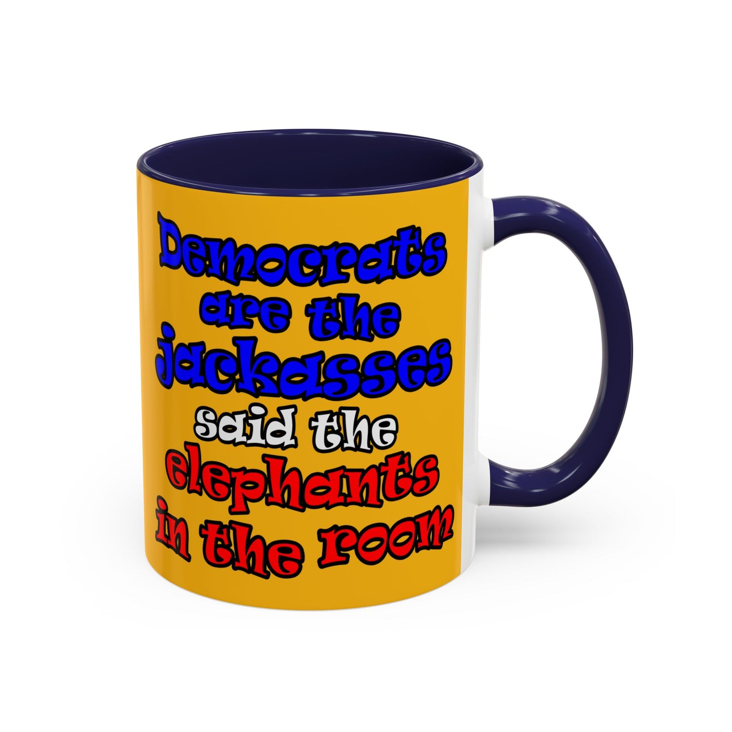 donkeys and elephants - Accent Mug (yellow)