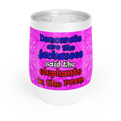 donkeys and elephants - Chill Wine Tumbler (pink swirl)
