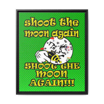 shoot the moon again - framed canvas art (logo green)