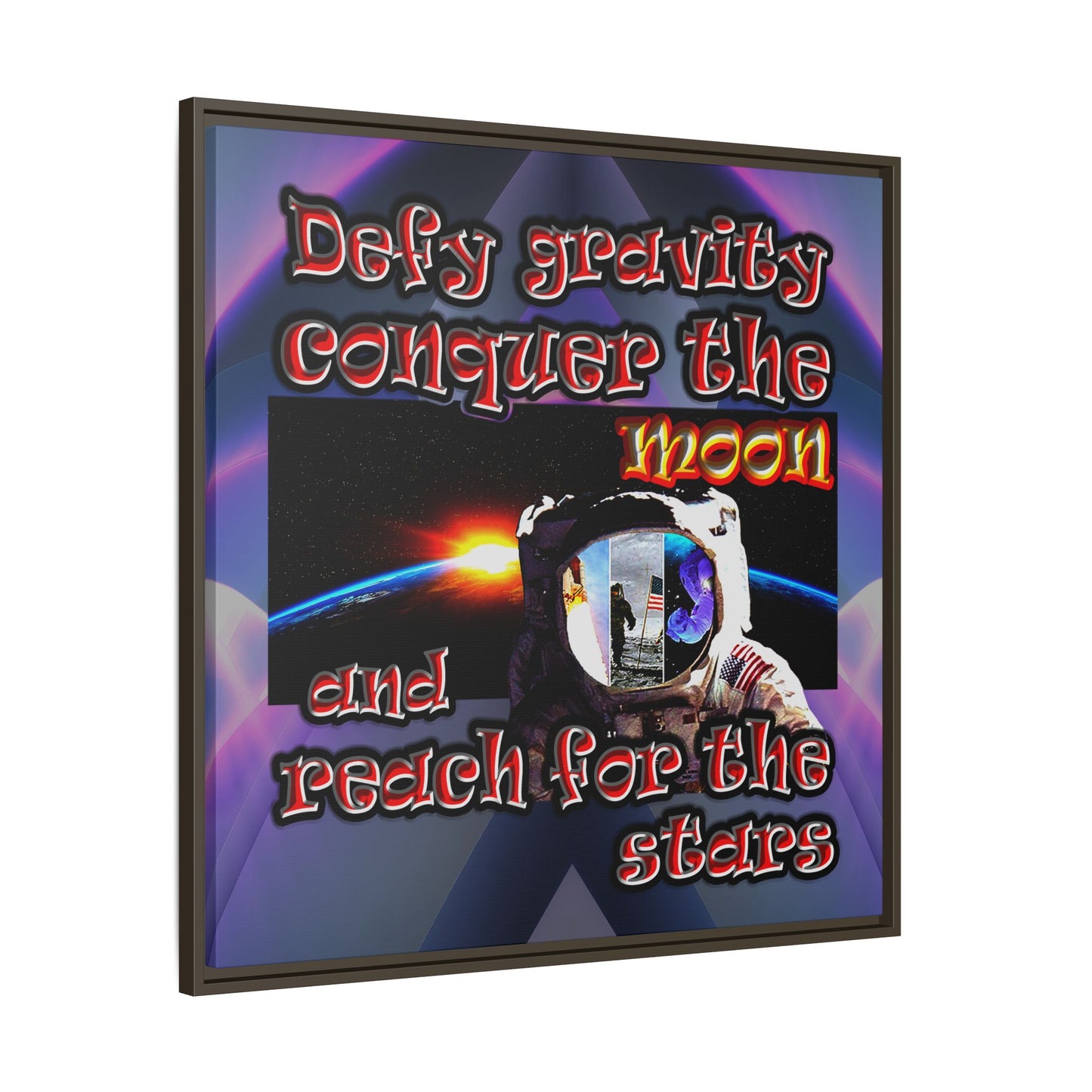 defy conquer reach - framed canvas art (grey-pink wave)