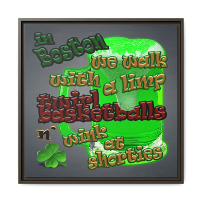 celtics logo - framed canvas art (grey-light grey)