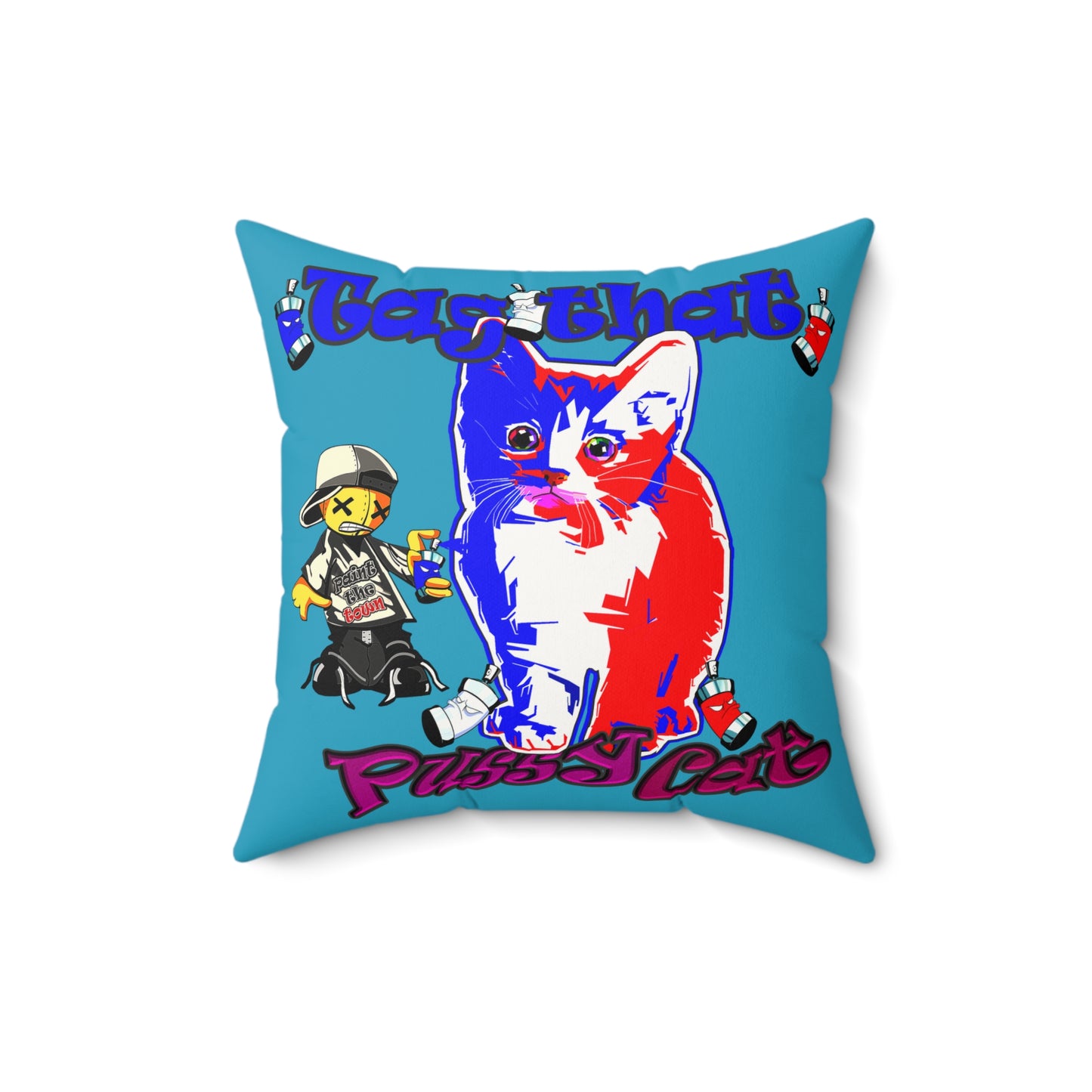tag that - Faux Suede Square Pillow - (turquoise)