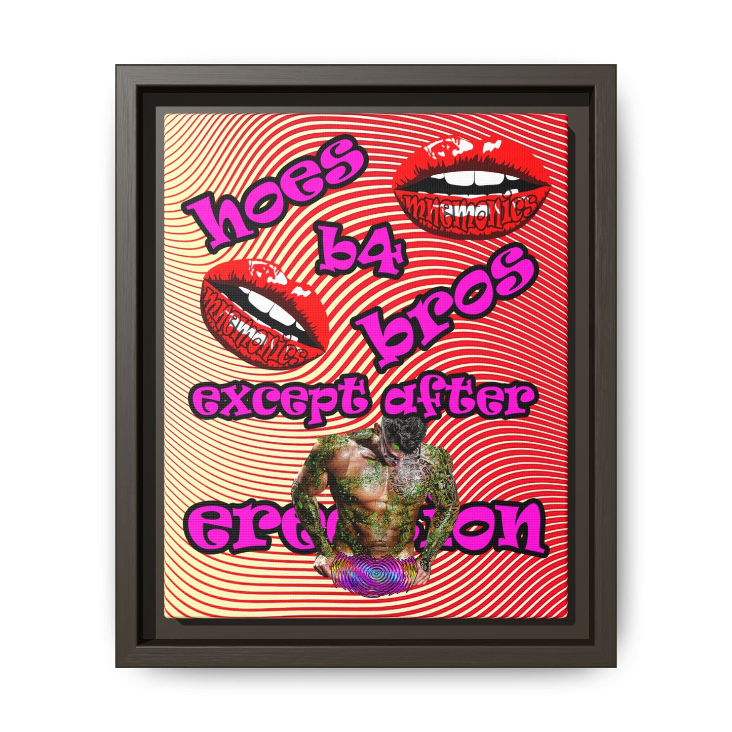 hoes b4 bros - framed canvas art (yellow-orange wave)