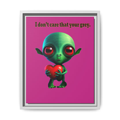 I don't care that your grey - framed canvas art (pink)