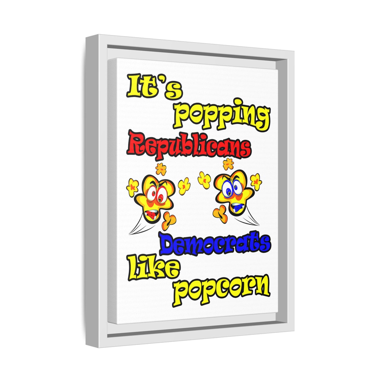 popping like popcorn - framed canvas art (white)