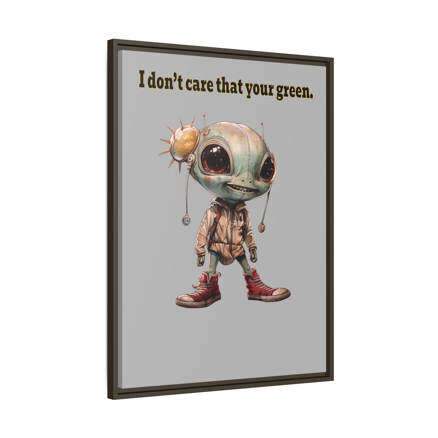 I don't care that your green - framed canvas art (light grey)