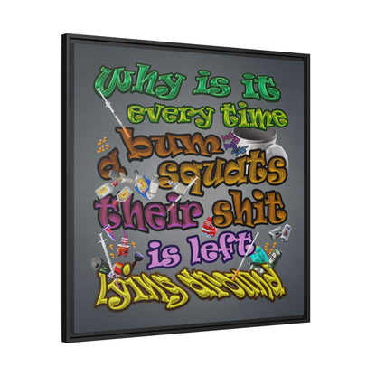 the bum's shit - framed canvas art (grey-light grey)