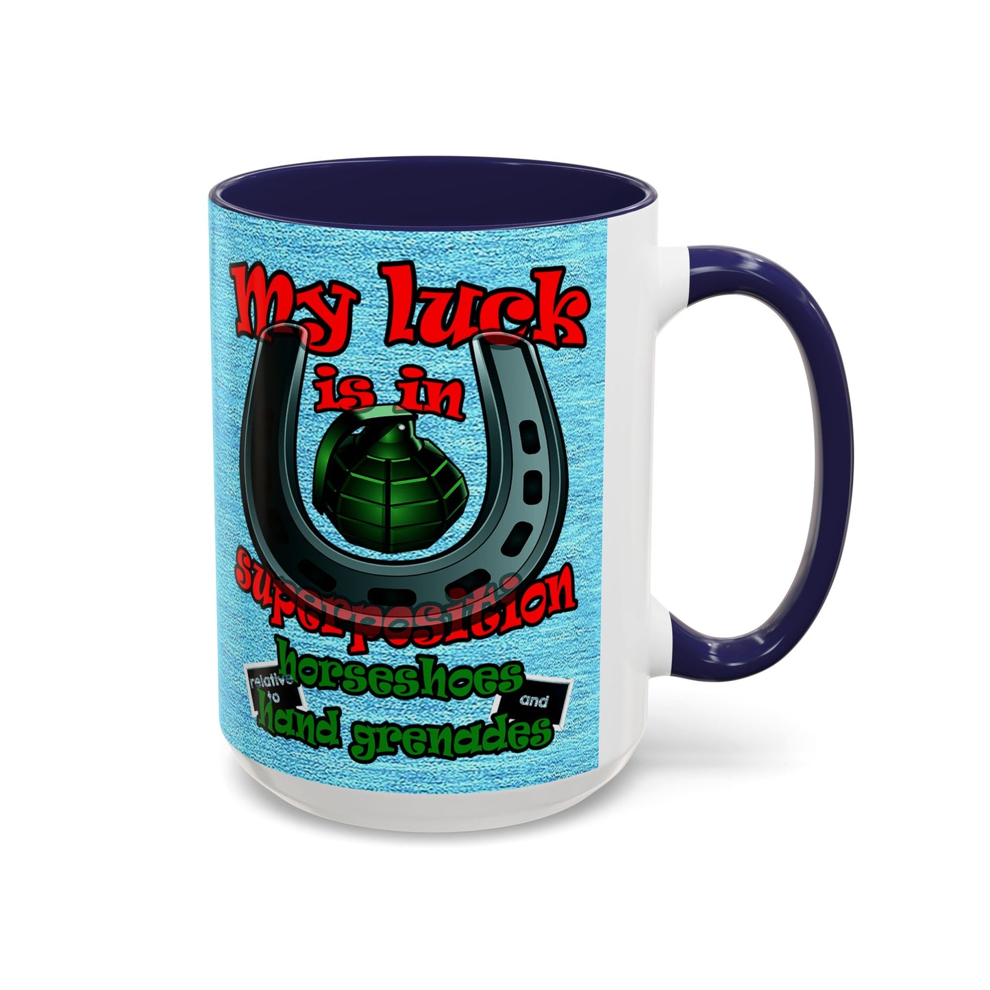 my luck - Accent Mug (faded dark blue)
