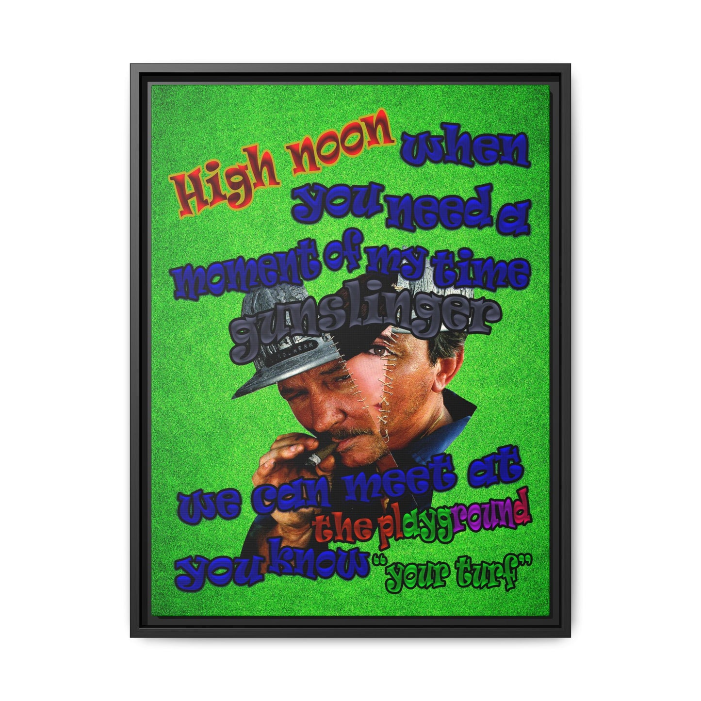 high noon - framed canvas art (green turf)