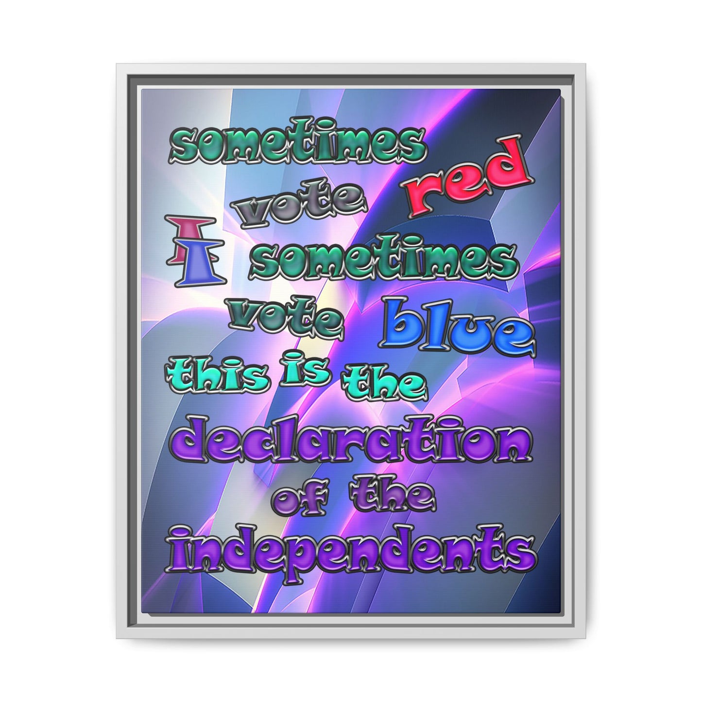declaration of the independents - framed canvas art (grey-pink wave)